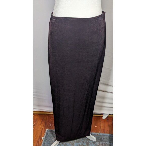 Vintage Studio C Corporate Goth Vampire Black Shimmer Maxi Skirt - Picture 5 of 7